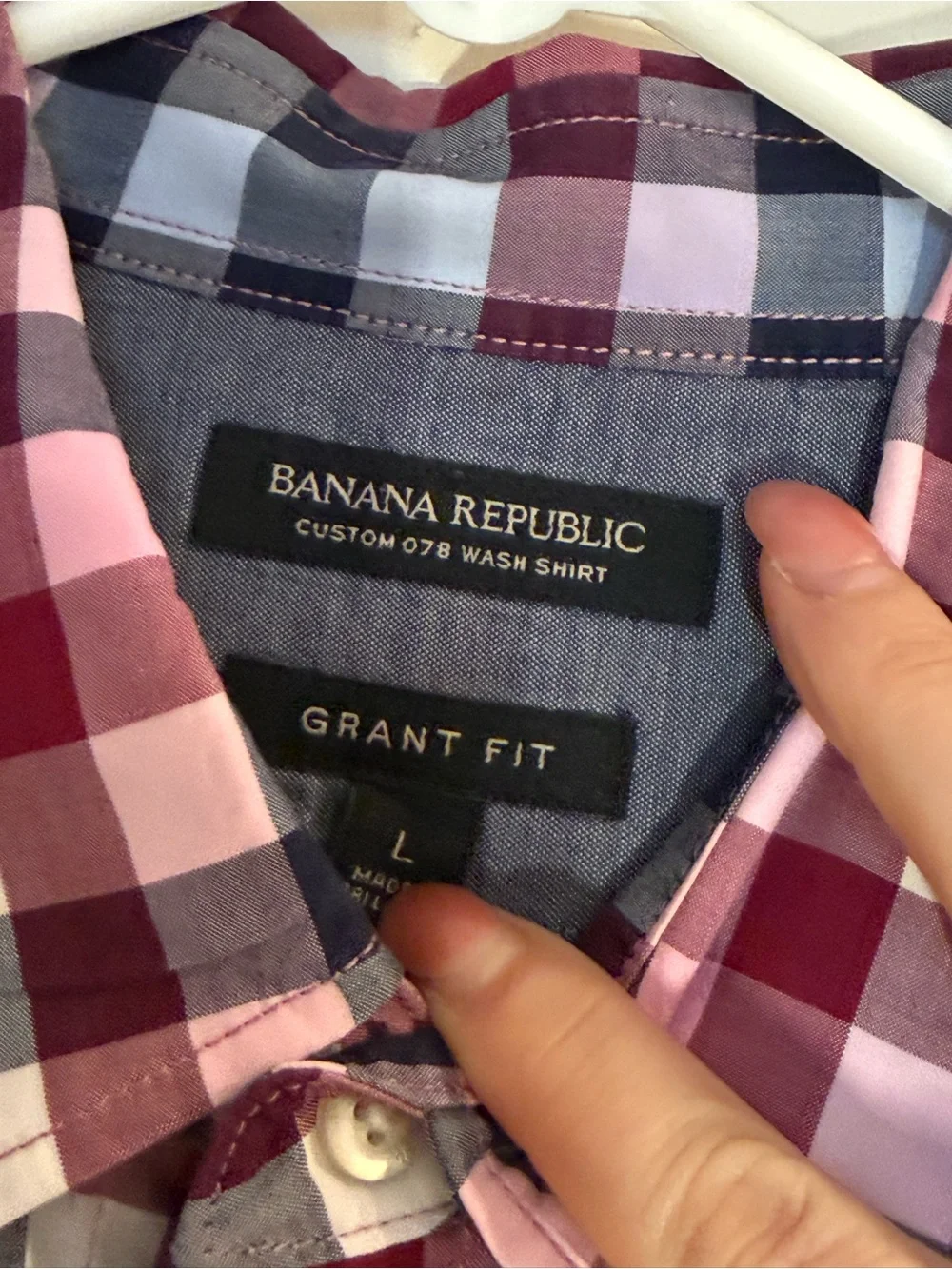 Banana Republic Men's Long-Sleeve Plaid Button-Down in Red, Navy & White